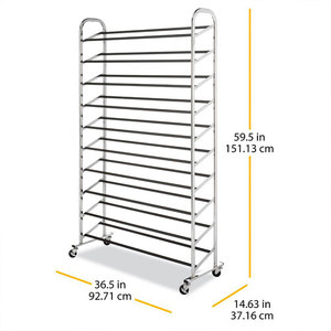 Customized 10-Tier Metal Home <strong>Shoe</strong> <strong>Rack</strong> with Movable <strong>Wheels</strong> Entryway Organizer and Display Stand - Product Image 3