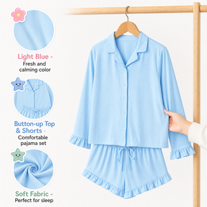 Pijamas para Meninas de 6 a 12 Anos, 100% Algodão, Manga Longa, Com Renda, Amigáveis à Pele, Garantia de Melhor Preço Puresun - Product Image 2