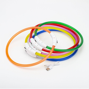 RGB Discolor Glowing Plastic <b>Dog</b> <b>Collar</b> <b>Large</b> Medium Usb Rechargeable Luminous Led Light Night Safety Pet Accessories - Product Image 1