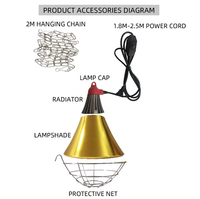 Lampe chauffante infrarouge Guanjiang de haute qualité, respectueuse des animaux et étanche, pour le chauffage des porcelets et de la volaille dans les fermes avicoles