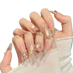 Nouveautés pour la saison automne-<span class=keywords><strong>hiver</strong></span>, faux ongles faits main de luxe, couleur café, style nœud papillon, petit modèle chic œil-de-chat - Product Image 1