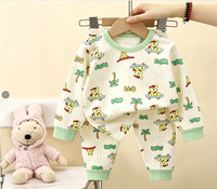 Ensemble pyjama pour enfants imprimé ours de dessin animé, en coton, manches longues, deux pièces, vêtements de nuit chauds unisexes pour garçons et filles de 6 mois à 7 ans