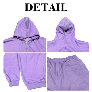 KIingSen Wholesale High Quality Men's Winter <b>Open</b> Hood Zip <b>up</b> Hoodie Shorts Set 100% Cotton Streetwear Tracksuit - Product Image 6