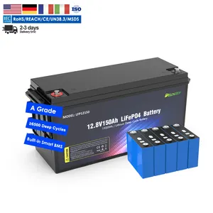 Batterie Rechargeable LiFePO4, 12v, 150ah, système arrière-Up, accus