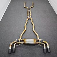 Sistema de Escape Valvetronic de Titanio Dorado para BMW M5 F90 4.4T, Tubo en X, Cuatro Salidas, Corte Pie-Cut, Soldado, Válvula con Control Remoto
