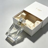Flacon de parfum en verre transparent carré de luxe pour femmes, personnalisé avec votre marque, 30 ml, 50 ml, 100 ml, avec boîte