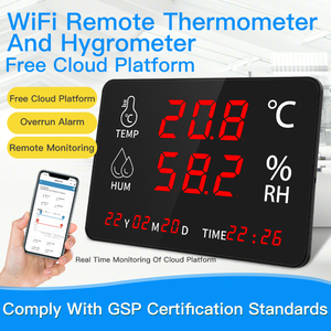 Tuya WIFI App Display Smart LED misuratore di temperatura umidità termometro a parete con orologio sonda esterna - Product Image 2