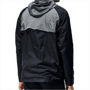 <b>Men's</b> Waterproof Hooded <b>Half</b>-<b>Zip</b> Sport <b>Jacket</b> Black Gray Polyester Nylon Outerwear Autumn Casual Training Workout Gear - Product Image 2