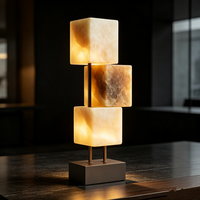 Lampe d'appoint simple en albâtre, socle marron, vente en gros directe usine, design personnalisé, lampe de table pour showroom