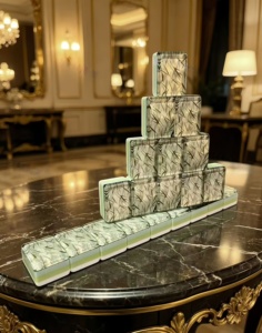 The <b>Mahjong</b> Line Hand-painted collectible American <b>mahjong</b> <b>set</b>, crafted with four layers of dark green acrylic,an exquisite gift - Product Image 5