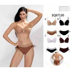 Costume da bagno floreale da donna due pezzi, bikini estivo da spiaggia con top a fascia e slip a vita alta con laccetti laterali, taglie S-XL, all'ingrosso SQ67130 - Product Image 1