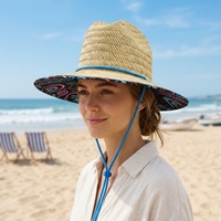 Chapeau de soleil en paille pour la pêche, le surf et la plage, avec logo personnalisé et impression sur le dessous, protection solaire, vente en gros 2026