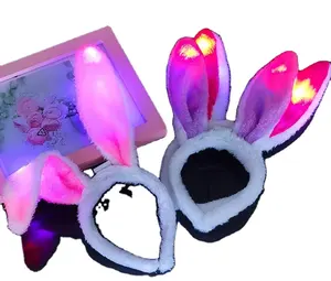 Oreilles de lapin rougeoyantes en peluche de fête de concert Bandeau d'oreilles de lapin à paillettes scintillantes jouet pour enfants