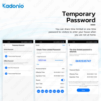 Serrure de porte intelligente électronique Kadonio avec poignée à empreinte digitale, contrôle d'accès Tuya, étanche et caméra de visiophone intégrée
