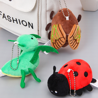 Porte-clés en peluche insecte très vendu, adorable coccinelle, abeille, scarabée, papillon, porte-clés en peluche, jouet pendentif pour machine à griffes