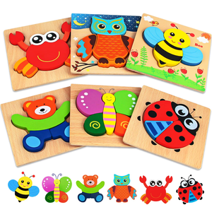 Puzzles en bois écologiques pour garçons et filles, cadeau éducatif pour les nourrissons et les tout-petits âgés de 1, 2 et 3 <span class=keywords><strong>ans</strong></span> - Product Image 2