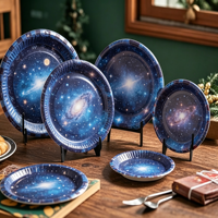 Assiettes en papier biodégradables jetables rondes personnalisées imprimées en offset pour aliments en vrac