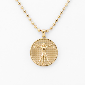 Collar de Acero Inoxidable 316L de Moda 2026, Colgante de Brújula, Ángel, Hombre de Vitruvio de Da Vinci, Joyería para Hombre y Mujer - Product Image 2