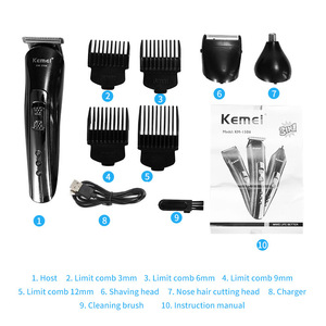 Máquina de Afeitar Profesional <span class=keywords><strong>Kemei</strong></span> KM-1506 3 en 1, Recortadora de Pelo Eléctrica Recargable, Cuchilla de Acero Inoxidable, Carga USB - Product Image 4