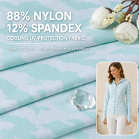 Tissu tricoté imprimé jacquard glacé 170 GSM, protection solaire, 88 % nylon, 12 % élasthanne