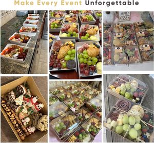 Fogliame 25 confezioni da <span class=keywords><strong>7x5</strong></span> pollici scatole di salumi quadrati riciclabili trasparenti coperchi contenitori di carta usa e getta per dessert alimentari per - Product Image 6