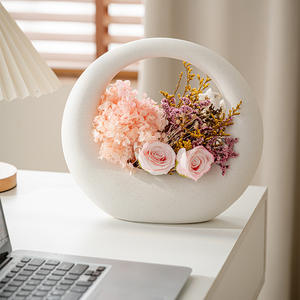 Vase carré en céramique de style lunaire pour composition florale, ornement simple pour salon, bureau, <span class=keywords><strong>piscine</strong></span>, ustensiles en porcelaine pour fleurs - Product Image 4