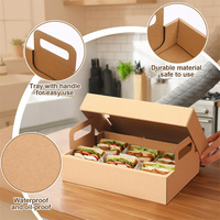 Barquettes de traiteur en carton kraft recyclé ondulé avec couvercles, jetables, pour pique-nique, boîtes de service, emballage alimentaire à emporter