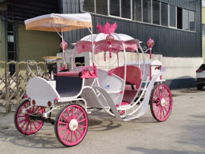Chariot de mariage élégant en acier, modèle citrouille évidée, pour amoureux, traîné par des chevaux - Product Image 3