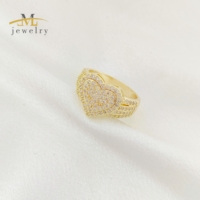 Bague en laiton plaqué or 14 carats JML avec zircon et diamant étincelant, motif cœur délicat pour femme, accessoires de mode en gros pour anniversaire