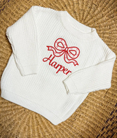 Pull brodé pour la Saint-Valentin pour femmes, cœur personnalisé sur le devant, nœud, style doux, 100% coton