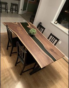 Su misura di lusso in resina epossidica in legno fiume <span class=keywords><strong>tavolo</strong></span> nero noce <span class=keywords><strong>tavolo</strong></span> da pranzo per sala da pranzo o soggiorno <span class=keywords><strong>cucina</strong></span>/posto di lavoro - Product Image 2