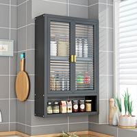 Armoire murale de rangement avec compartiment anti-poussière pour condiments, porte suspendue sans perforation, étagère murale