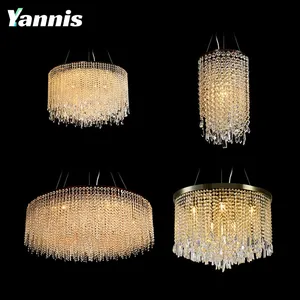 Customized Hotel Project Iron Large Crystal Pendant Light Hanging Luxury Modern K9 Crystal Chandelier