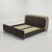 Lujo italiano moderno Simple nuevo diseño cama Up-holstered gran dormitorio plano Patchwork cama de tela a rayas para Villa