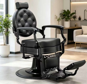 Fauteuil de Salon/Barbier Inclinable en Métal Noir de Haute Qualité et Durable, Rotation à 360 Degrés, Hauteur Réglable, Utilisation Hospitalière - Product Image 1