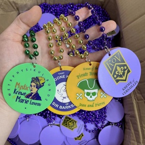 Collar personalizado de cuentas de medallón para Mardi Gras, color morado, verde y dorado, <span class=keywords><strong>2022</strong></span> - Product Image 4