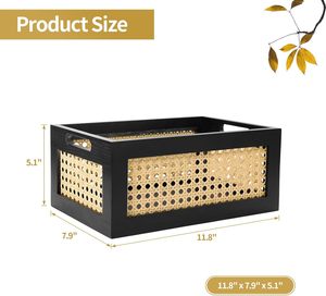 Cesta de Almacenamiento de Mimbre Natural Hecha a Mano de Alta Calidad, Cesto de Madera y Ratán, Organizador Decorativo, Artesanía Vintage Son Tra - Product Image 3