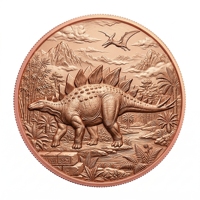 Pièce de monnaie en cuivre Stegosaurus 1 oz 999 pur, relief 3D, dinosaure blindé, pièce de monnaie préhistorique en cuivre de collection