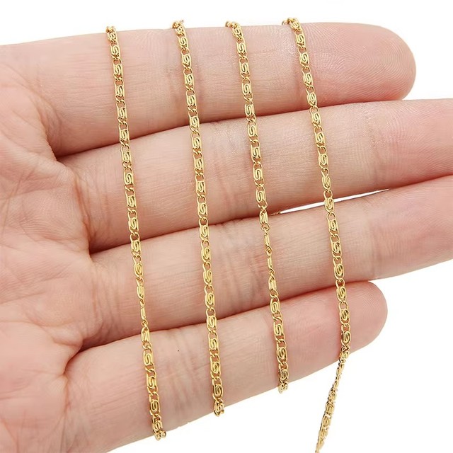 14K Thick Stainless Steel Gold Permanent Jewelry, Colorful Gold Chains, Made Water and Sweat Proof by Winding Spool