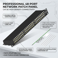 Pasokan Langsung Pabrik Panel Patch RJ45 Cat5e/Cat6 Terintegrasi dan Terlindungi dengan 48 atau 24 Port  Panel Patch Jaringan Cat6 48-Port