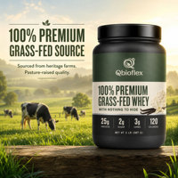 Poudre de protéines de lactosérum de bétail nourri à l'herbe Qbioflex en marque privée avec supplément de protéines de lactosérum de sodium pour la musculation et le soutien immunitaire