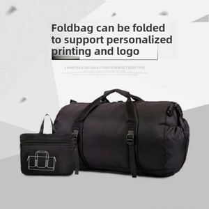 Bolsa de Viaje Plegable Impermeable de Poliéster para Exteriores 2025 al por Mayor de Fábrica, Equipaje de Fitness para Pasar la Noche con Cremallera y Logotipo Impreso - Product Image 3