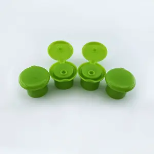 24/415 ग्रीन अनसील कैप प्लास्टिक पैकेजिंग कॉस्मेटिक बोतल पीपी प्लास्टिक नग्न मशरूम फ्लिप टॉप कैप