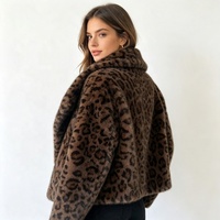 Veste en fausse fourrure moelleuse à imprimé léopard vintage Zeyu pour femme, grand col, épaisse et chaude, manteau d'hiver, manteaux en fausse fourrure écologiques pour femme ODM