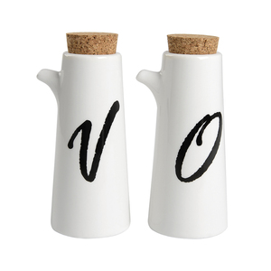 Ensembles de 4 pièces en porcelaine fine banque huile et vinaigre Bouteille Salière et poivrière Ensemble D'épices avec bois - Product Image 3