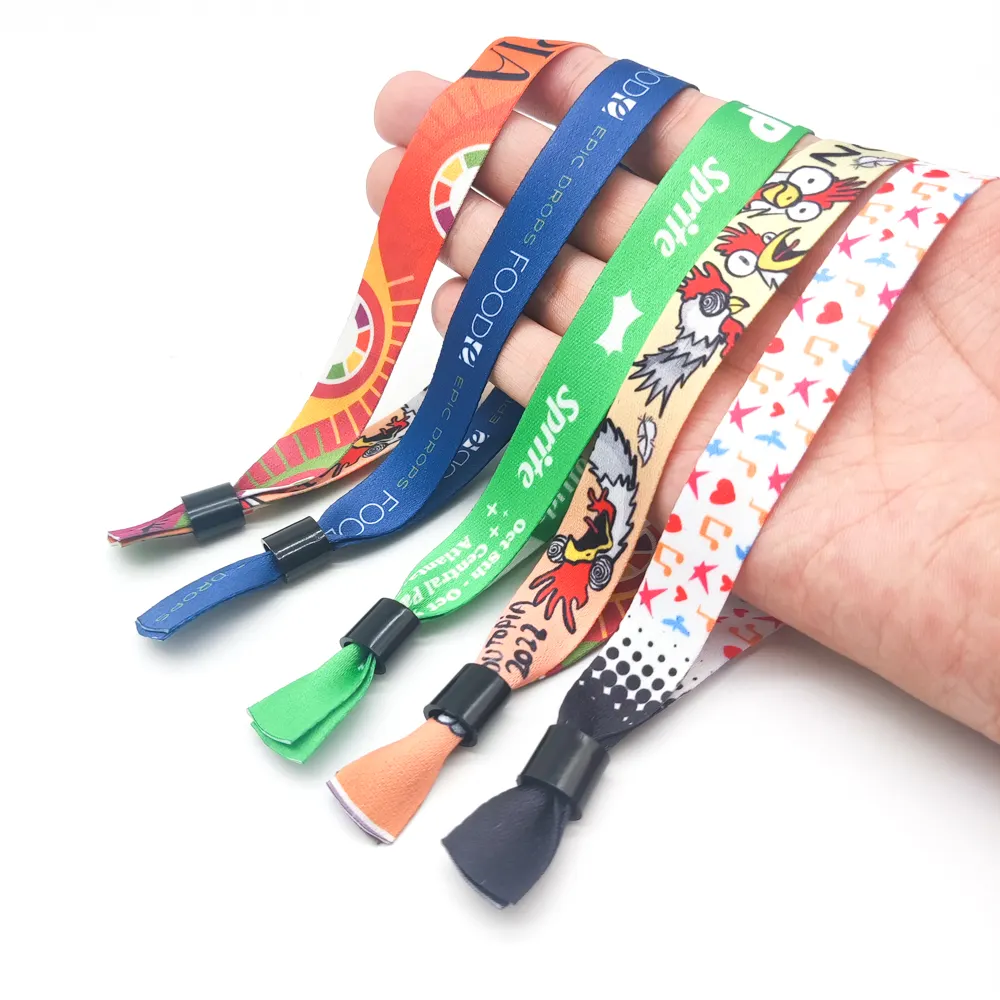 Sublimation Printing Uni-Directional Slide Lock Popular Ordered For Event Party Festival Congress Welcomed Polyester Wristband