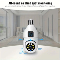 PIX-LINK Caméra à double objectif Ampoule Caméra Cctv IP Caméra sans fil PTZ 360 degrés Double objectif Caméra Wifi