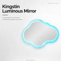 Kingstin Espejo LED de baño en forma de nube con marco acrílico, para proyectos, 3000K/4000K/6000K, tamaño y grosor a medida