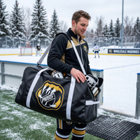 Sac de sport de hockey personnalisé avec logo, imperméable, en bâche PVC robuste, pour jeunes et seniors, pour le hockey sur gazon et sur glace