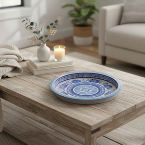 Rive Bleu Collection Metal <b>Round</b> <b>Tray</b> - dia 315 mm - Product Image 3